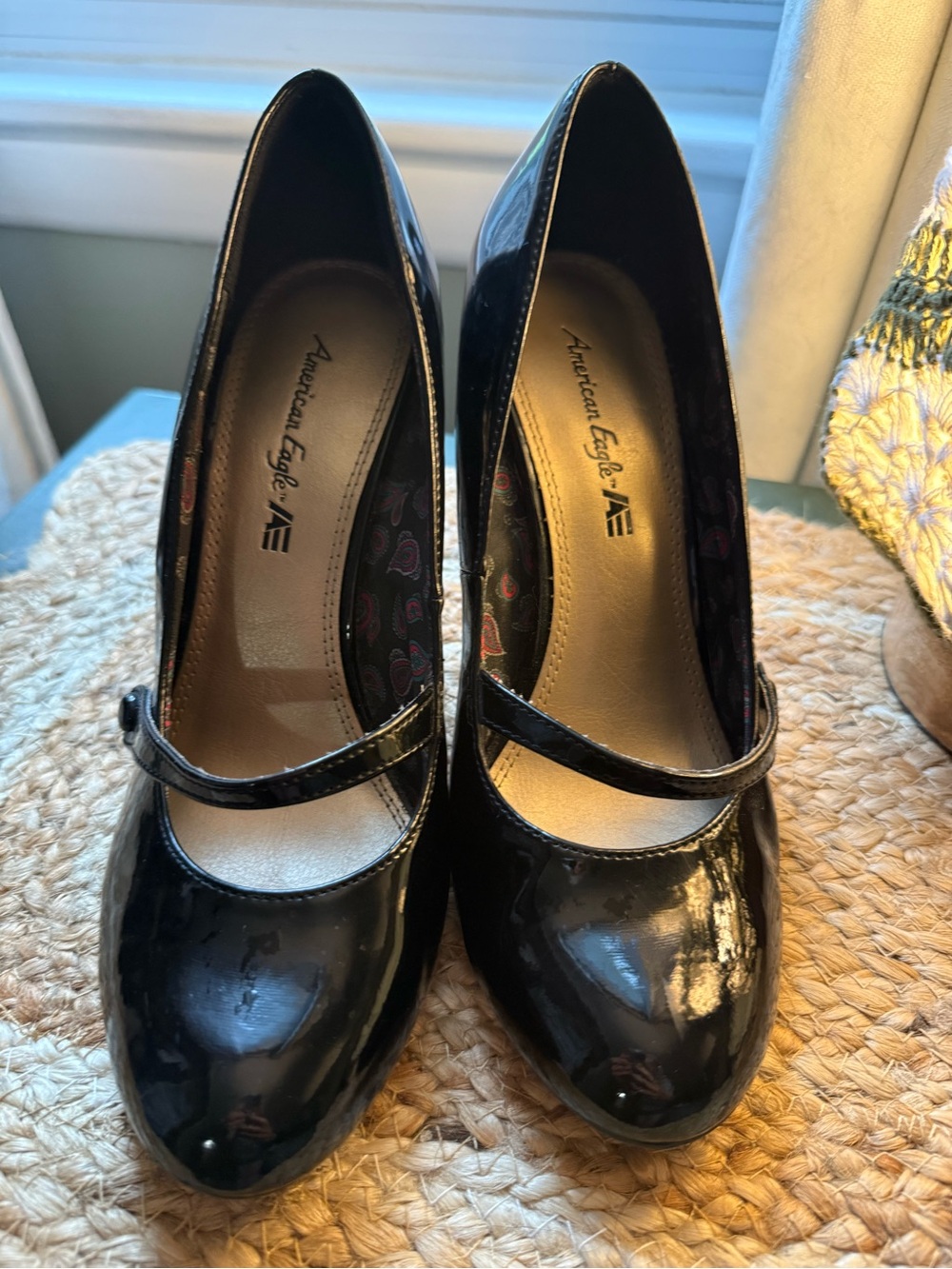 American Eagle Outfitters Black Patent Mary Jane Heels
